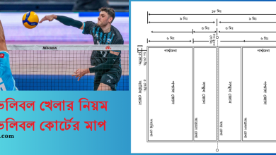 ভলিবল খেলার নিয়ম । ভলিবল কোর্টের মাপ । বিস্তারিত