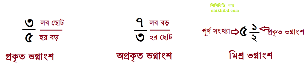 ভগ্নাংশ কত প্রকার ? কি কি ?